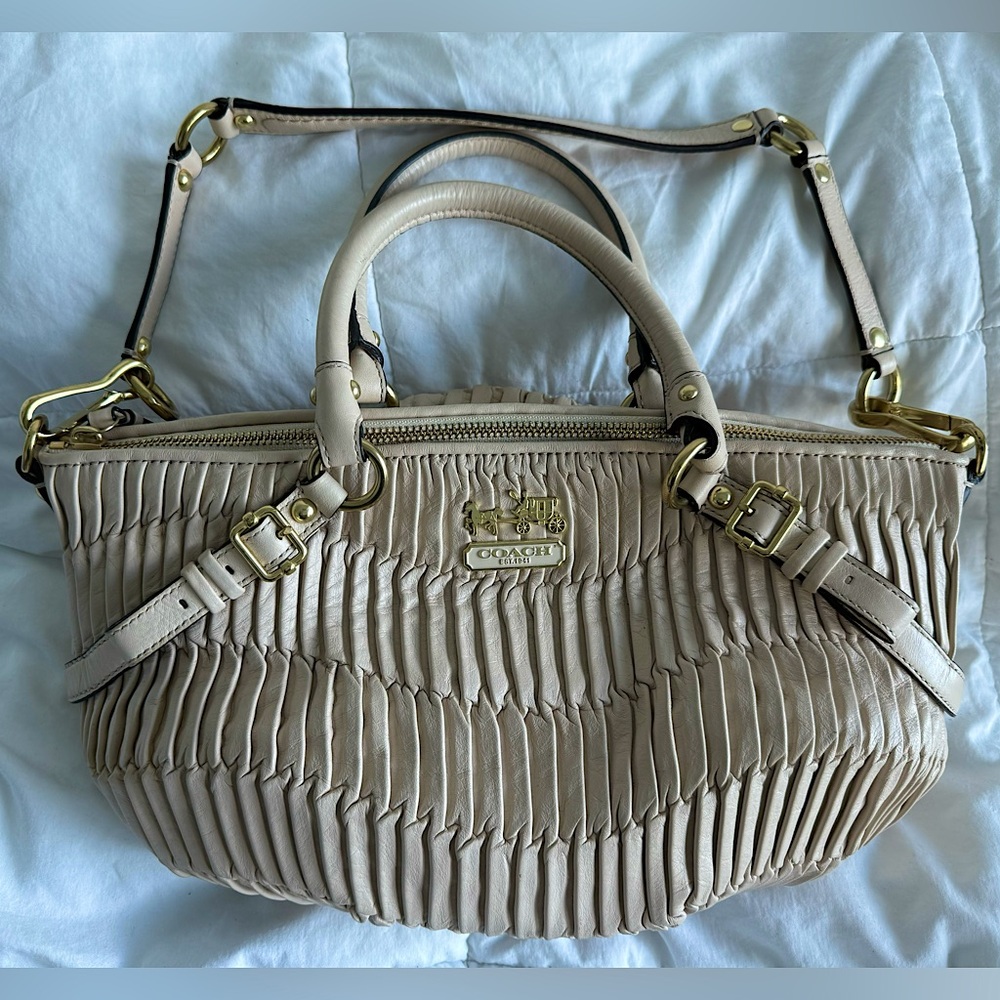 Coach Madison Gathered Leather Sophia
Satchel Light Tan